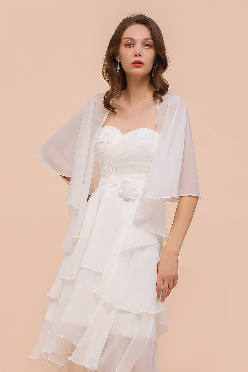 BMbridal White Chiffon Special Occasions Wraps-BMbridal