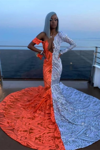 Bmbridal Long Sleeves Sequins Lace Prom Dress Mermaid Online