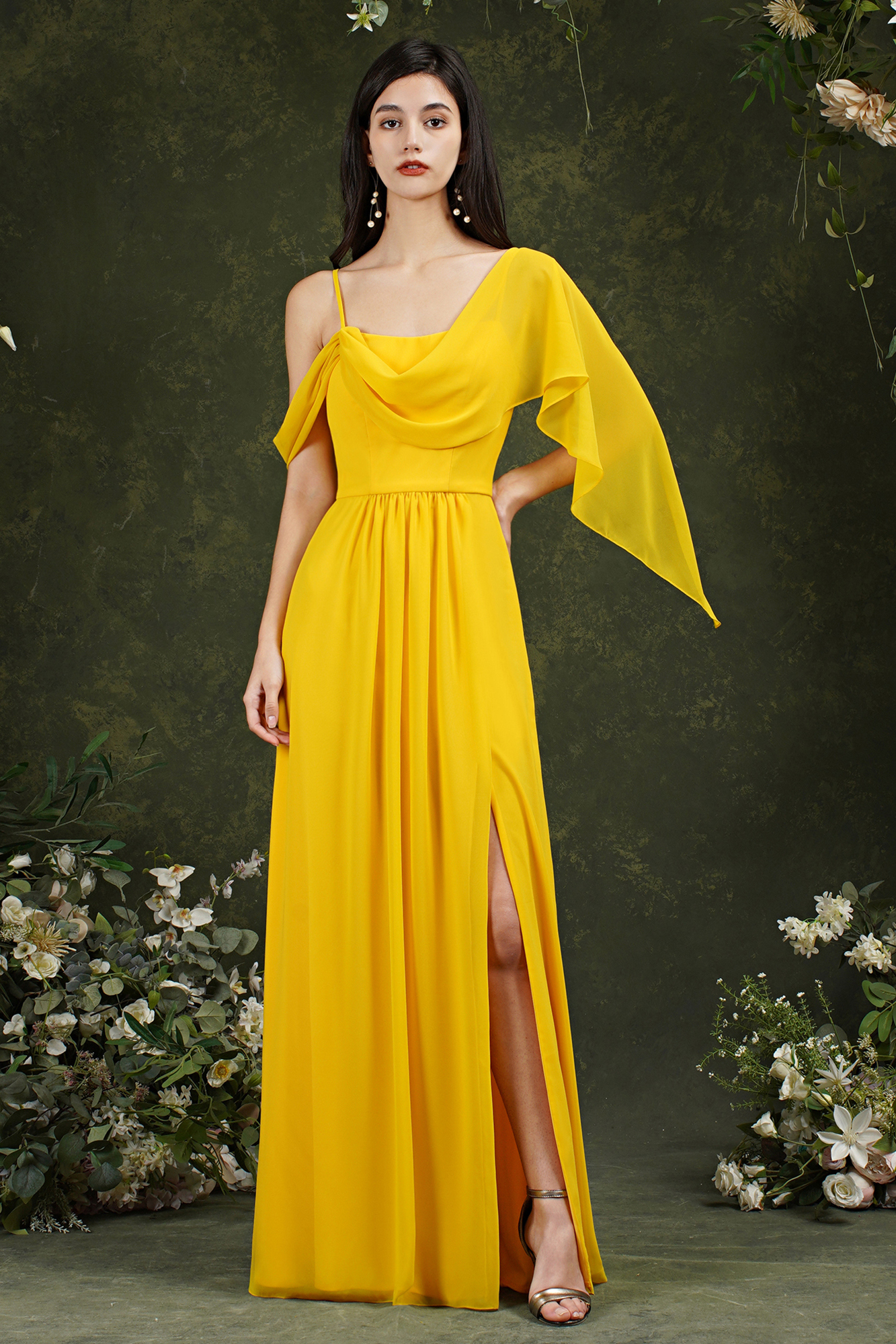Bmbridal Bridesmaid Dress Side Split Long Chiffon-BMbridal