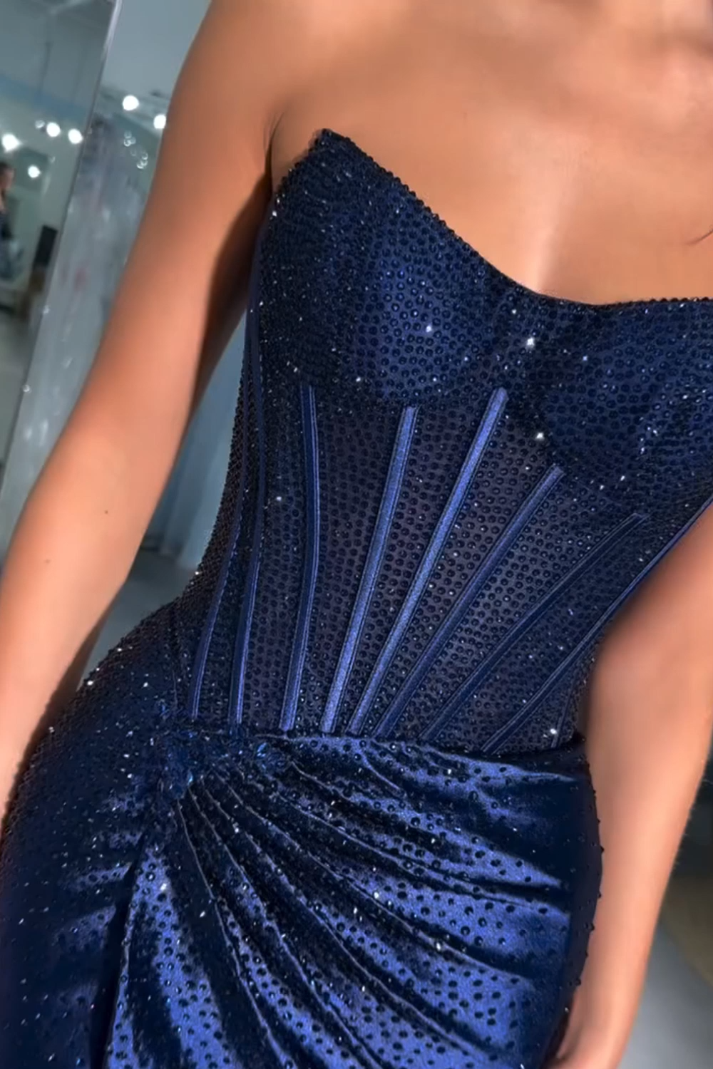 Sparkly Gold Tight Strapless Short Corset Homecoming Dress with Beading