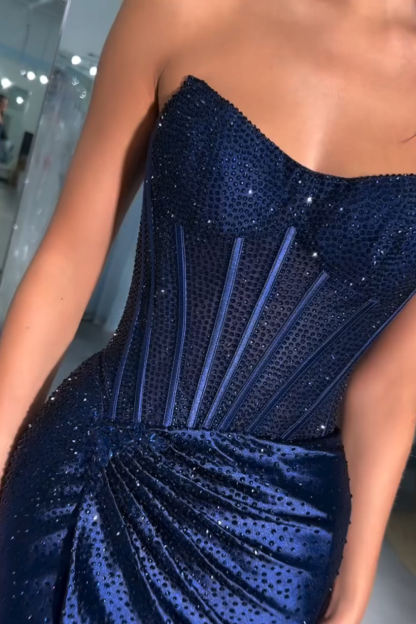 Sparkly Gold Tight Strapless Short Corset Homecoming Dress with Beading