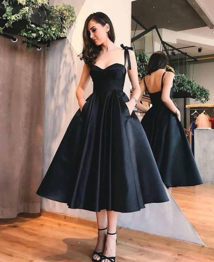 Simple Red Straps Tea-Length Short Homecoming Dress On Sale
