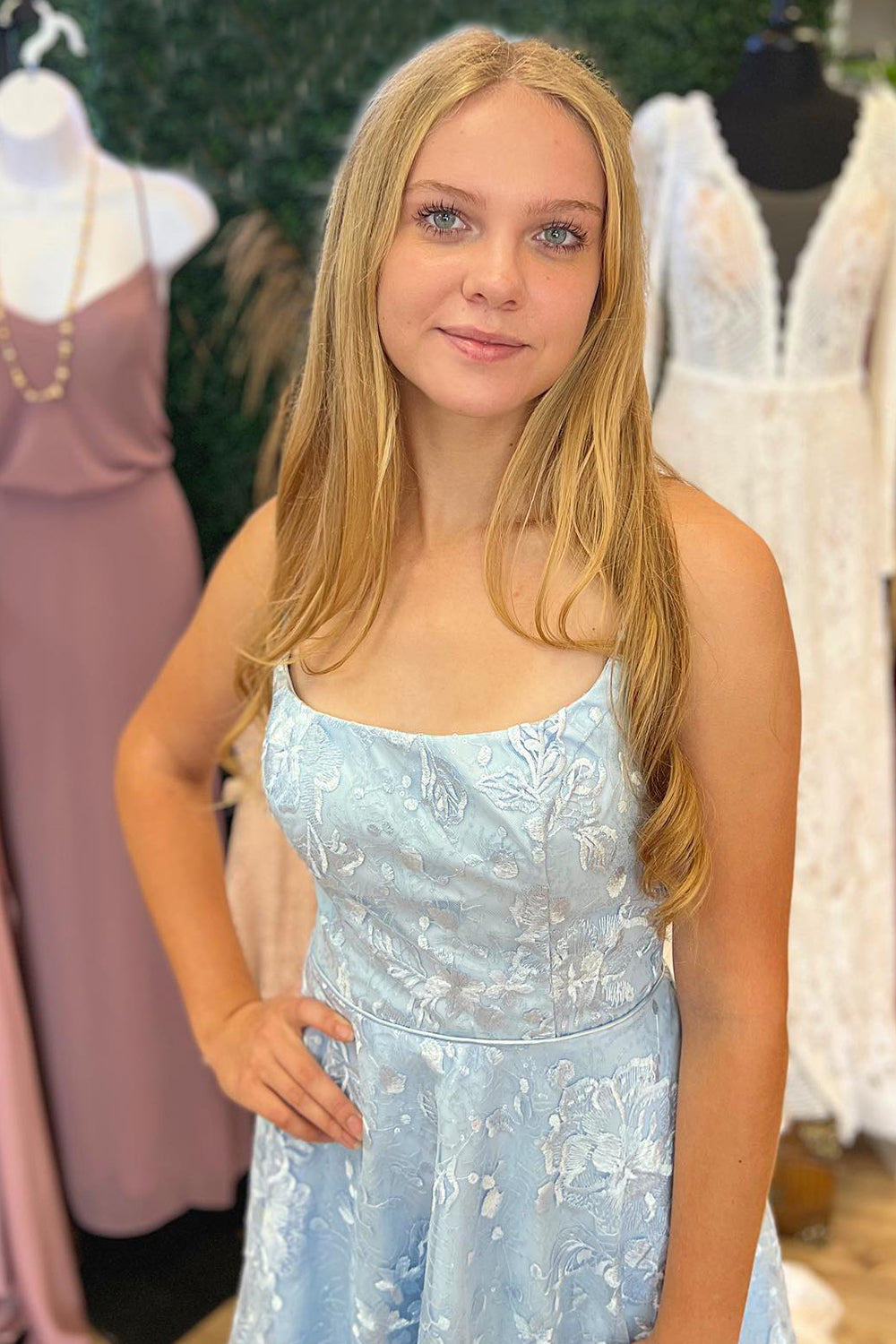 Light Blue A-Line Lace Short Homecoming Dress-BMbridal