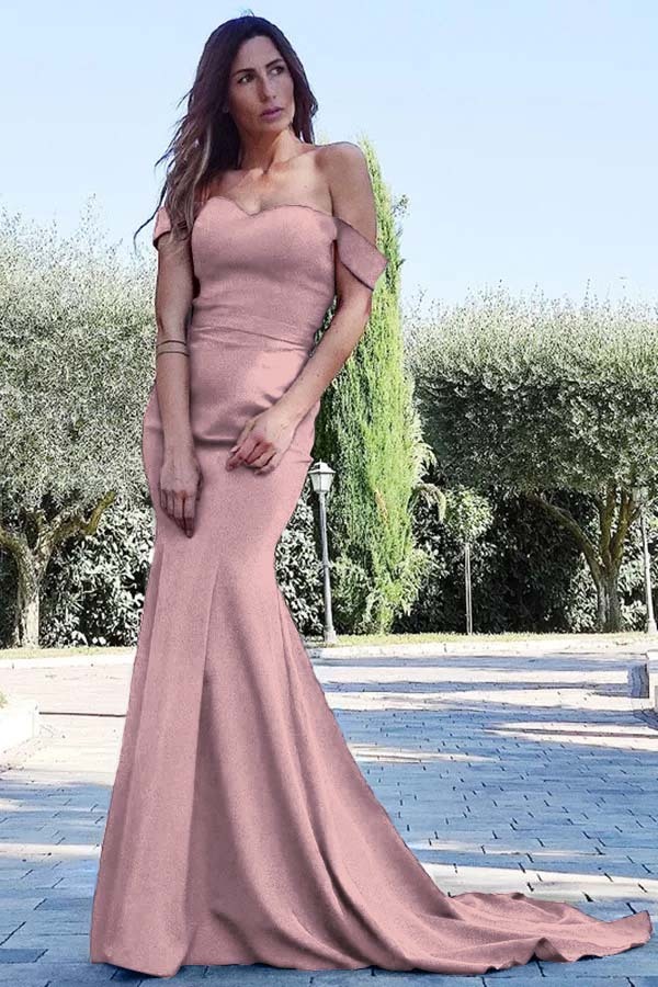 Mermaid Sweetheart Sleeveless Off the Shoulder Royal Blue Long Prom Dress