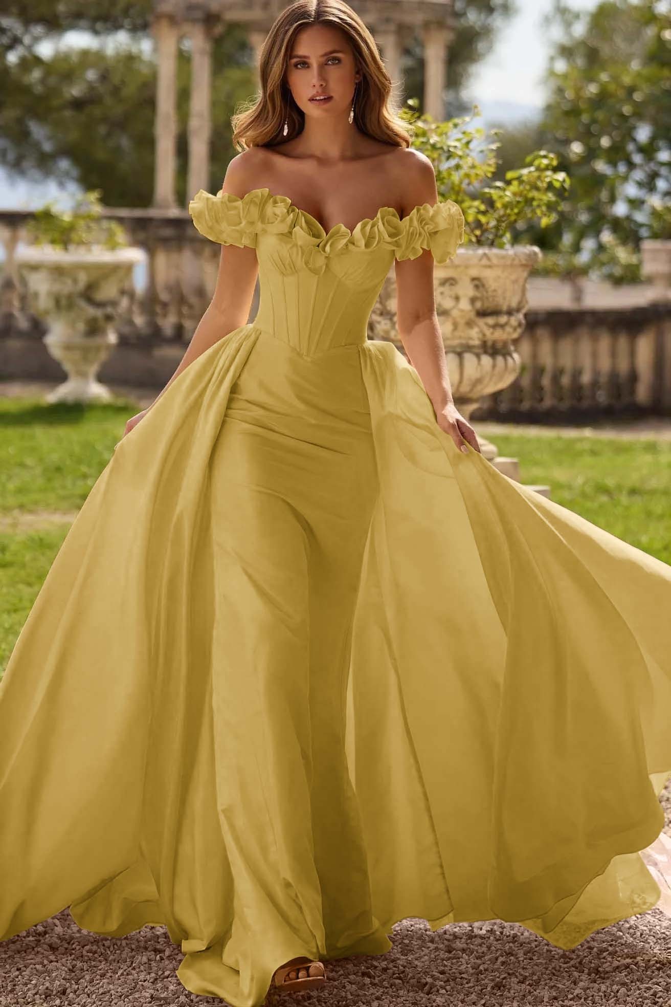 Off the Shoulder Sleeveless Long Mermaid Prom Dress With Pleated