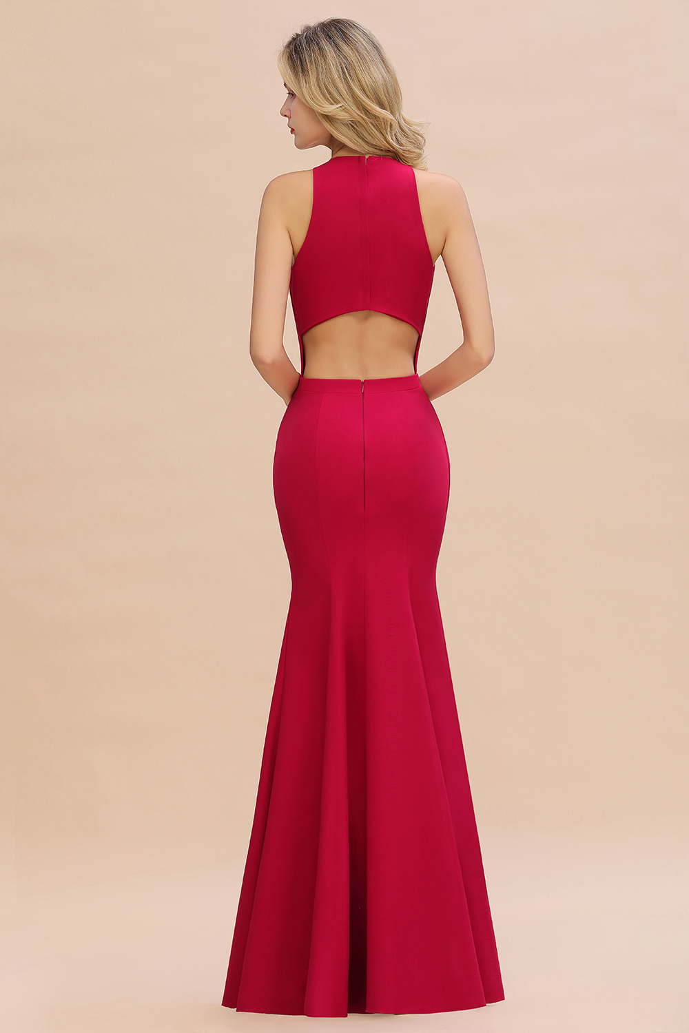 BMbridal Sexy Red Halter Mermaid Prom Dress Long Evening Gowns Online