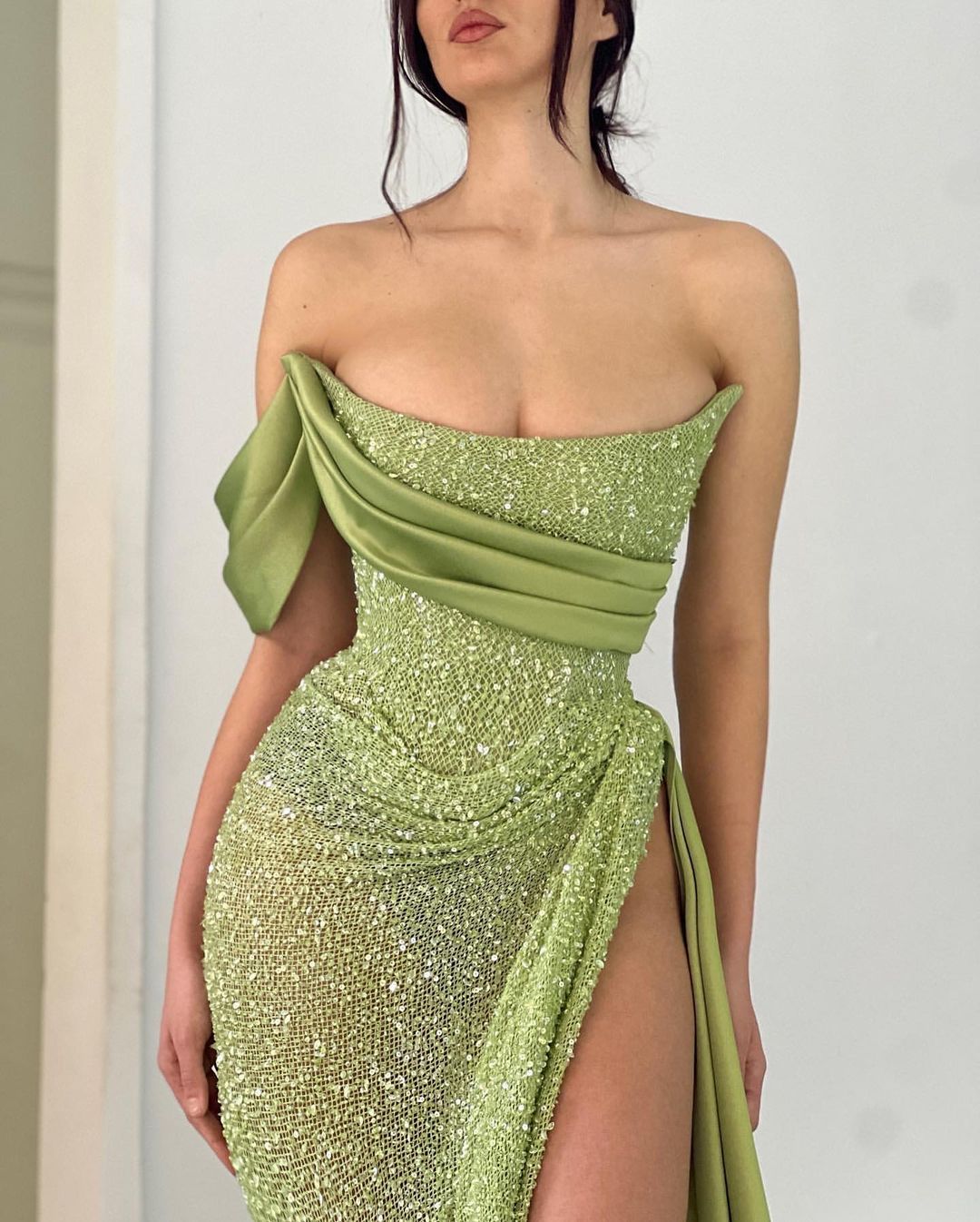 Charming Floor Length One-Shoulder A Line Prom Dress with Split-BMbridal.com