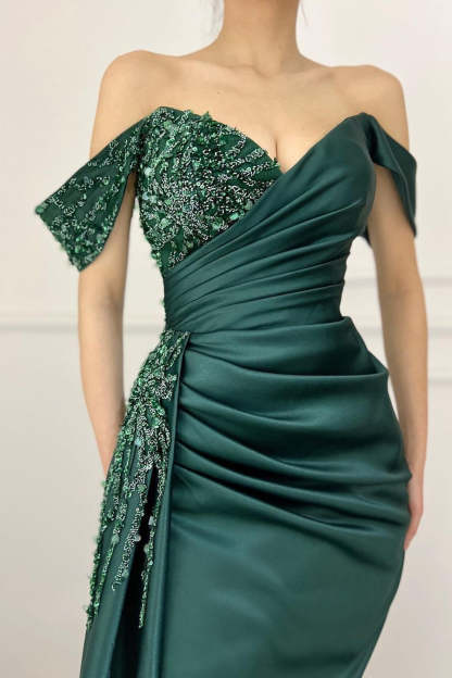 Charming Long Satin Sweetheart Portrait Prom Dresses With Ruched-BMbridal.com