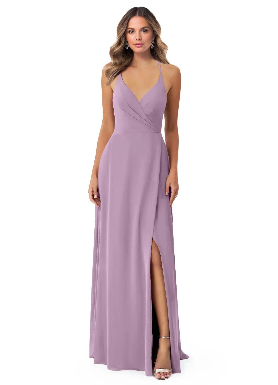 Chiffon Bridesmaid Dresses With Open Back and Front Split