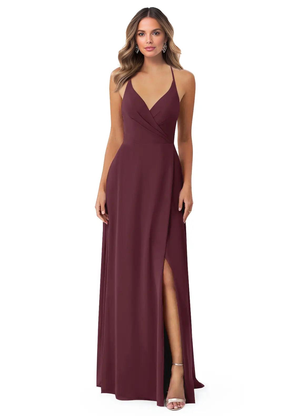 Chiffon Bridesmaid Dresses With Open Back and Front Split