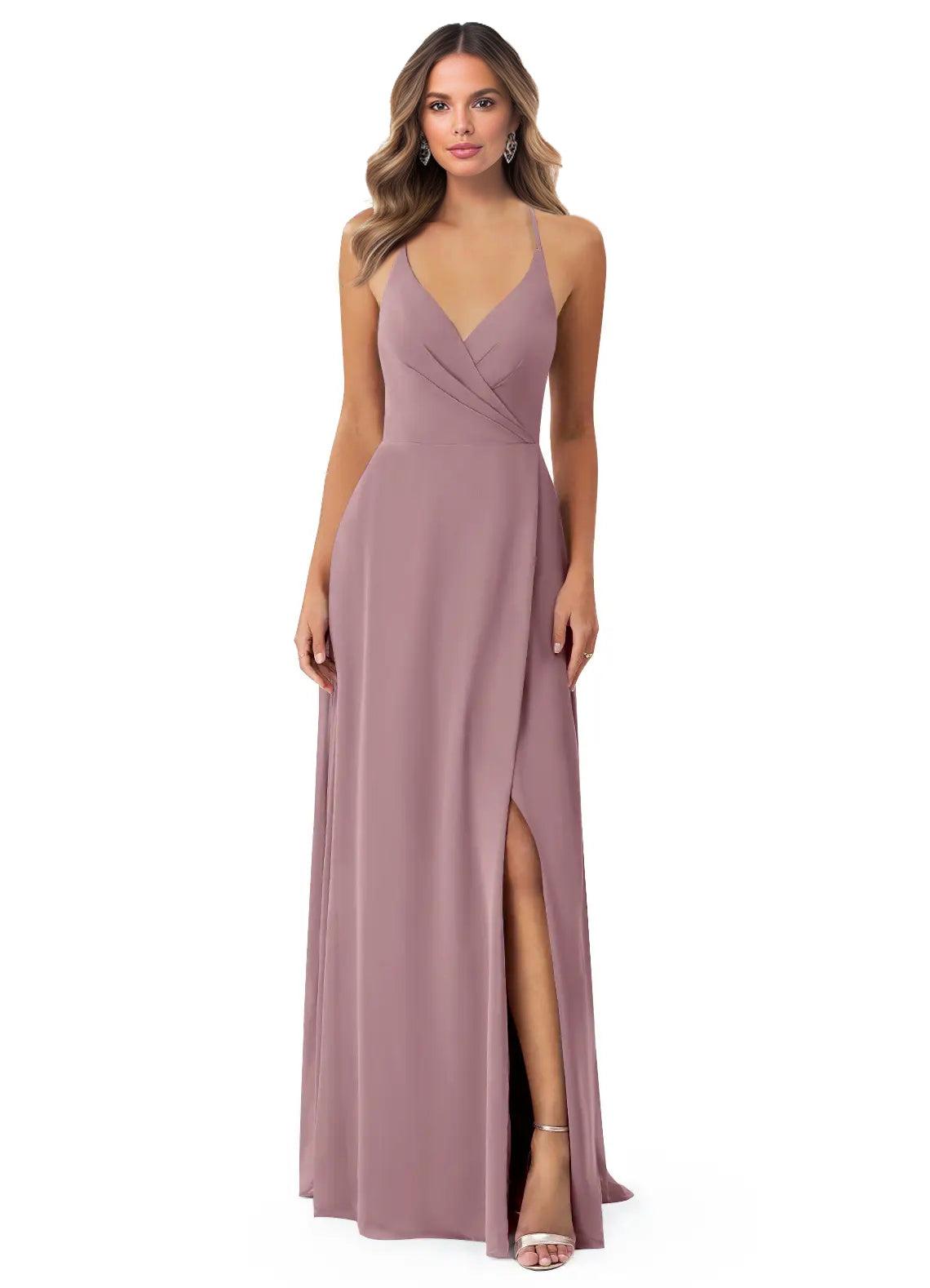 Chiffon Bridesmaid Dresses With Open Back and Front Split