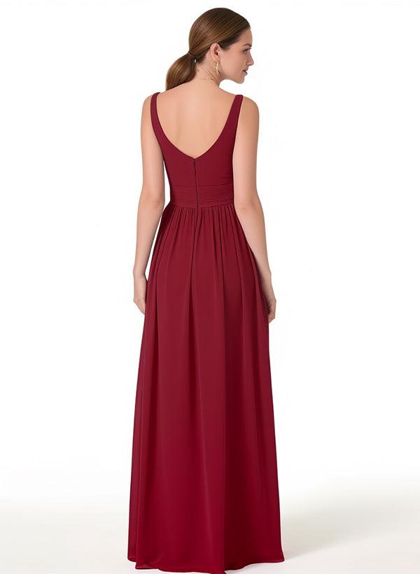 A-Line V-neck Bridesmaid Dresses With Ruffle