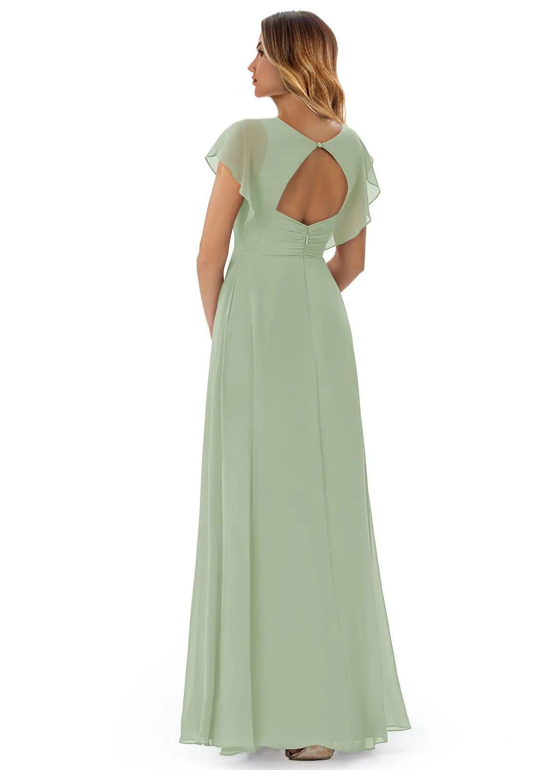 Chiffon Bridesmaid Dresses with V-neck