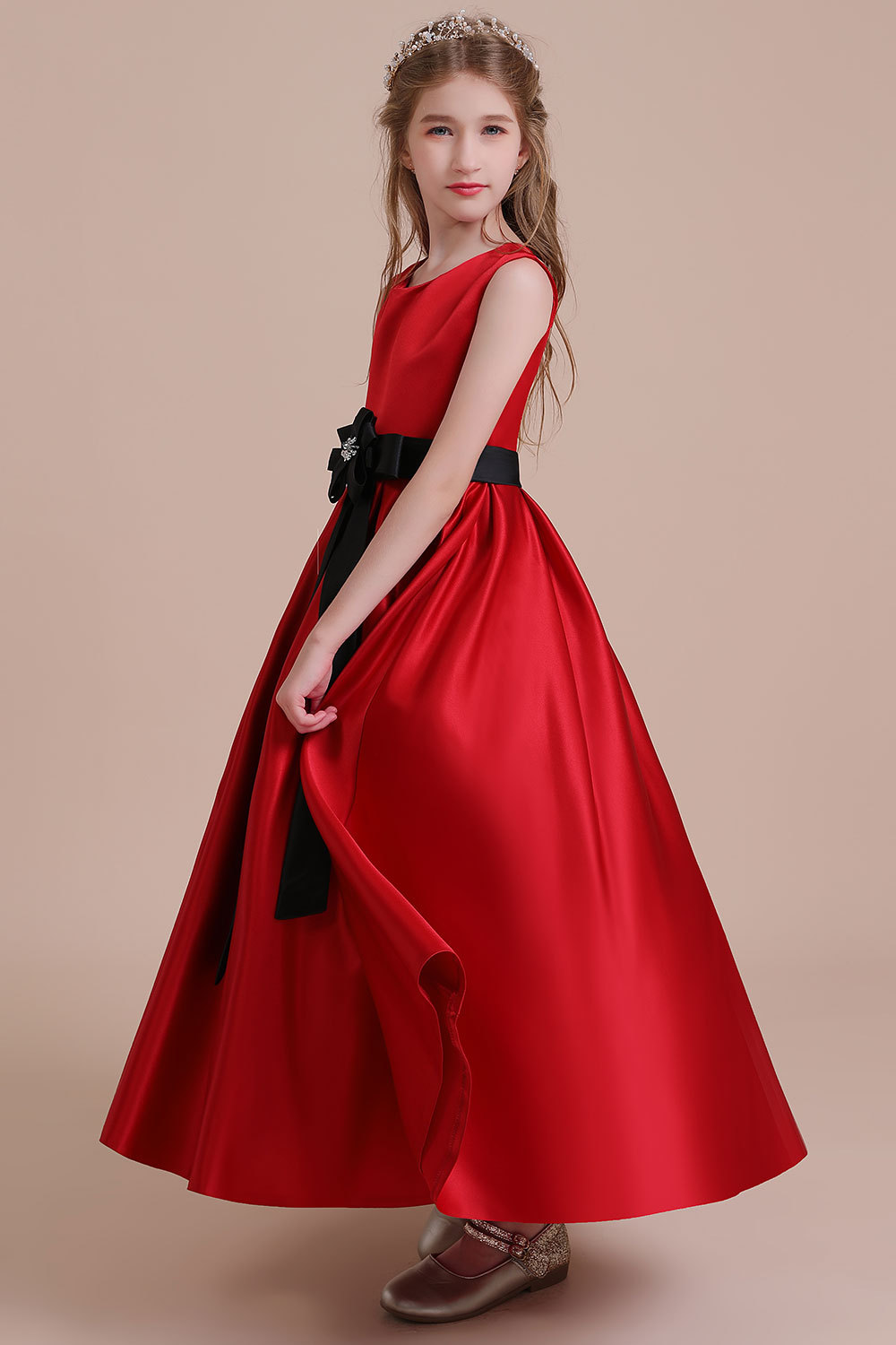 BMbridal A-Line Elegant Satin Flower Girl Dress Online-BMbridal