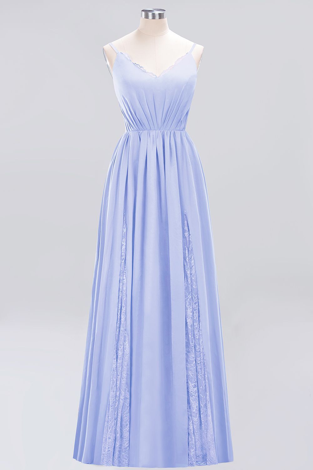 BMbridal Elegant Spaghetti Straps Long Bridesmaid Dress Lace V-Neck Maid of Honor Dress-BMbridal