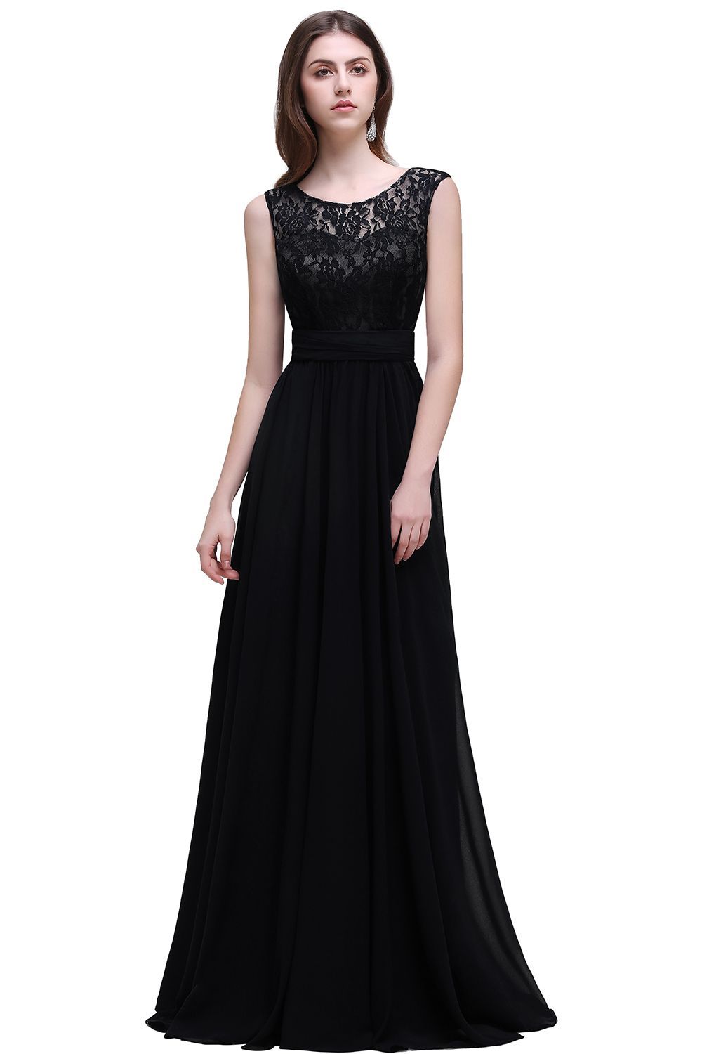 BMbridal Sleeveless Lace Long Chiffon Prom Dress Online