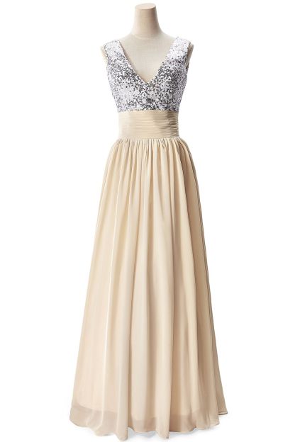 BMbridal A-line V-neck Chiffon Party Dress With Sequined