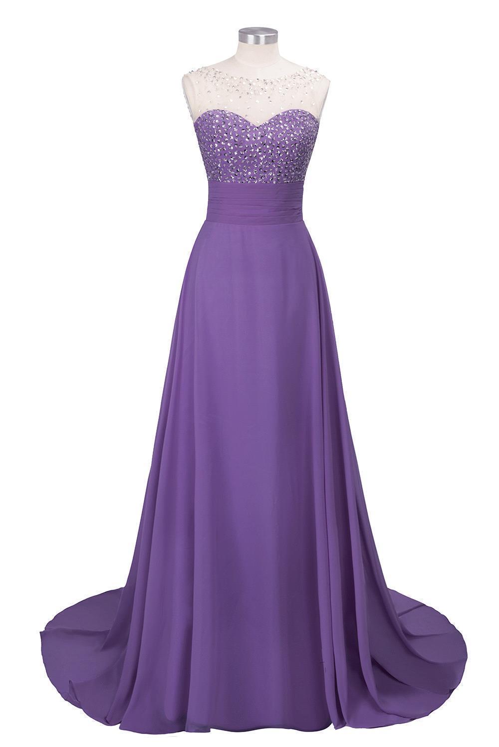 BMbridal Chic Jewel Chiffon Tulle Party Dress with Sequins