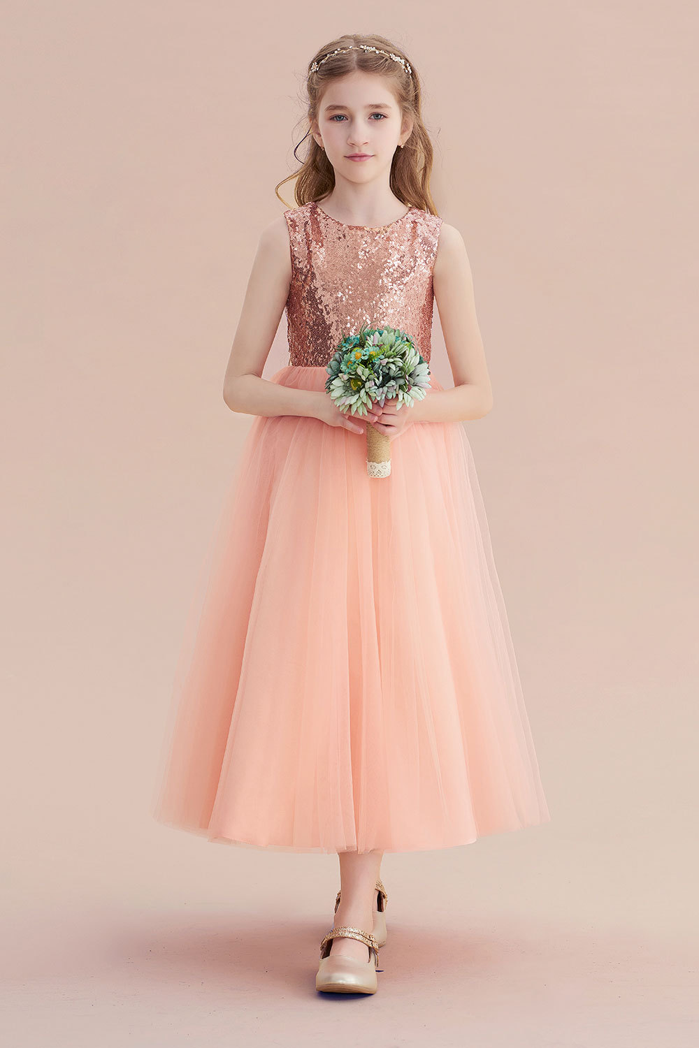 BMbridal A-Line Graceful Sequins Tulle Flower Girl Dress On Sale-BMbridal