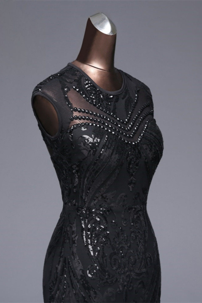 BMbridal Elegant Sequined Jewel Sleeveless Mermaid Prom Dresses with Beadings