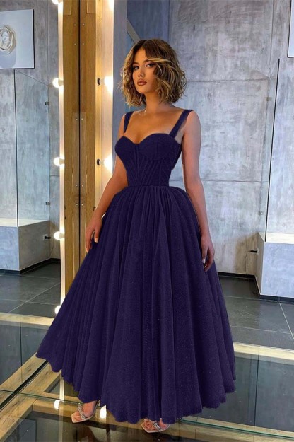 Chic Glittering Straps Sweetheart Sleeveless A Line Prom Dress With Sequins