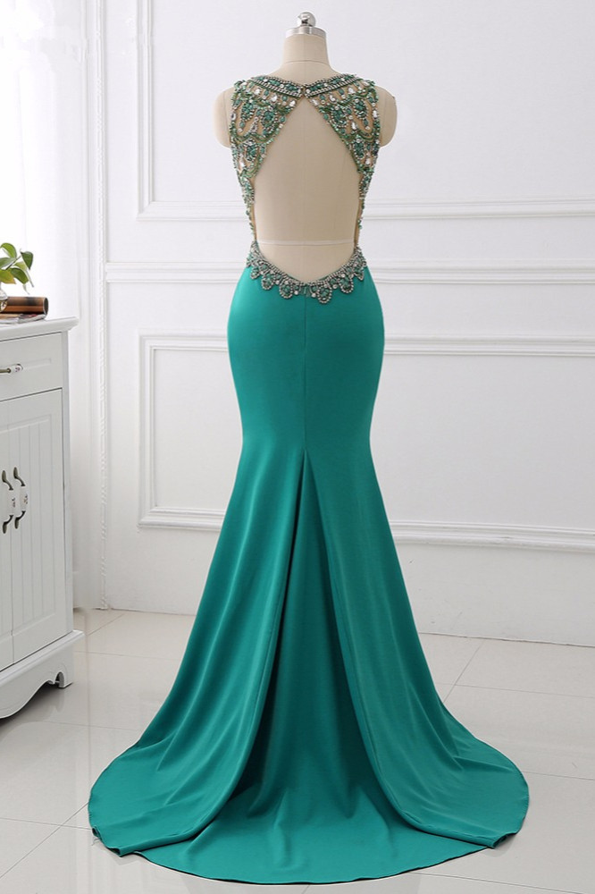 BMbridal Sexy V-Neck Appliques Mermaid Prom Dresses Sleeveless with Crystals On Sale