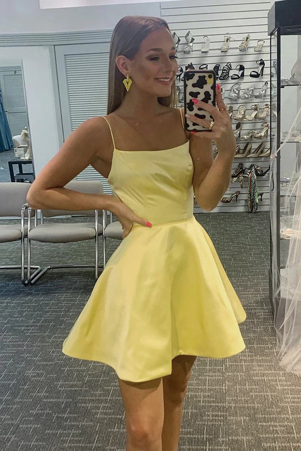 Yellow Simple A Line Homecoming Dress-BMbridal