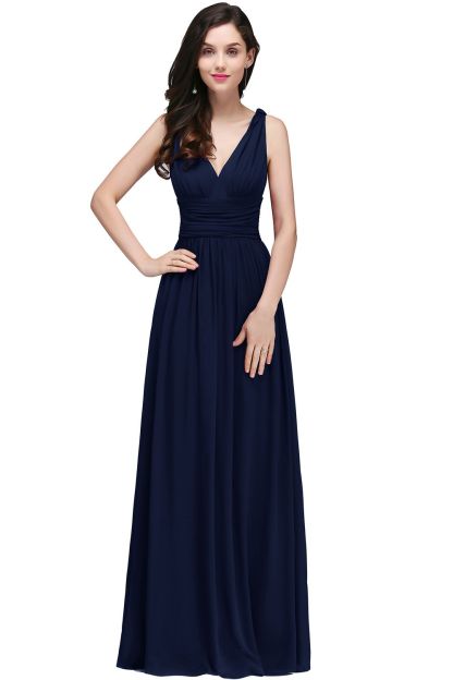 BMbridal Affordable Chiffon V-Neck Burgundy Bridesmaid Dress with Ruffle In Stock