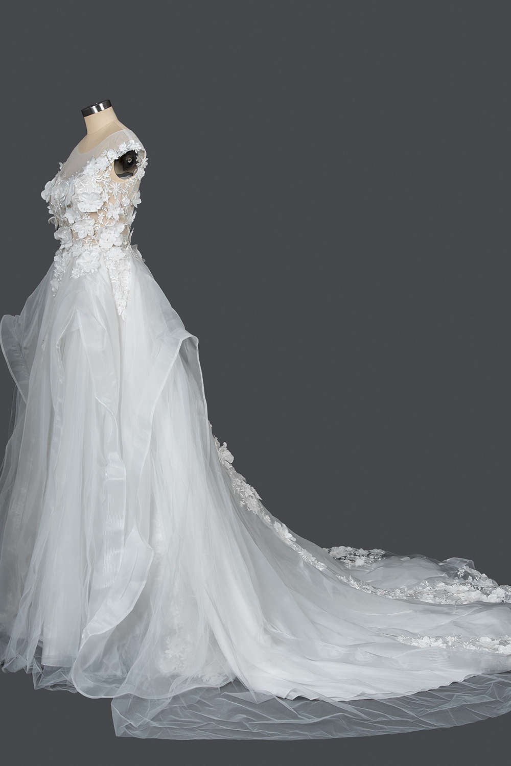 Bmbridal Appliques Flowers Wedding Dress Ball Gown Tulle-BMbridal