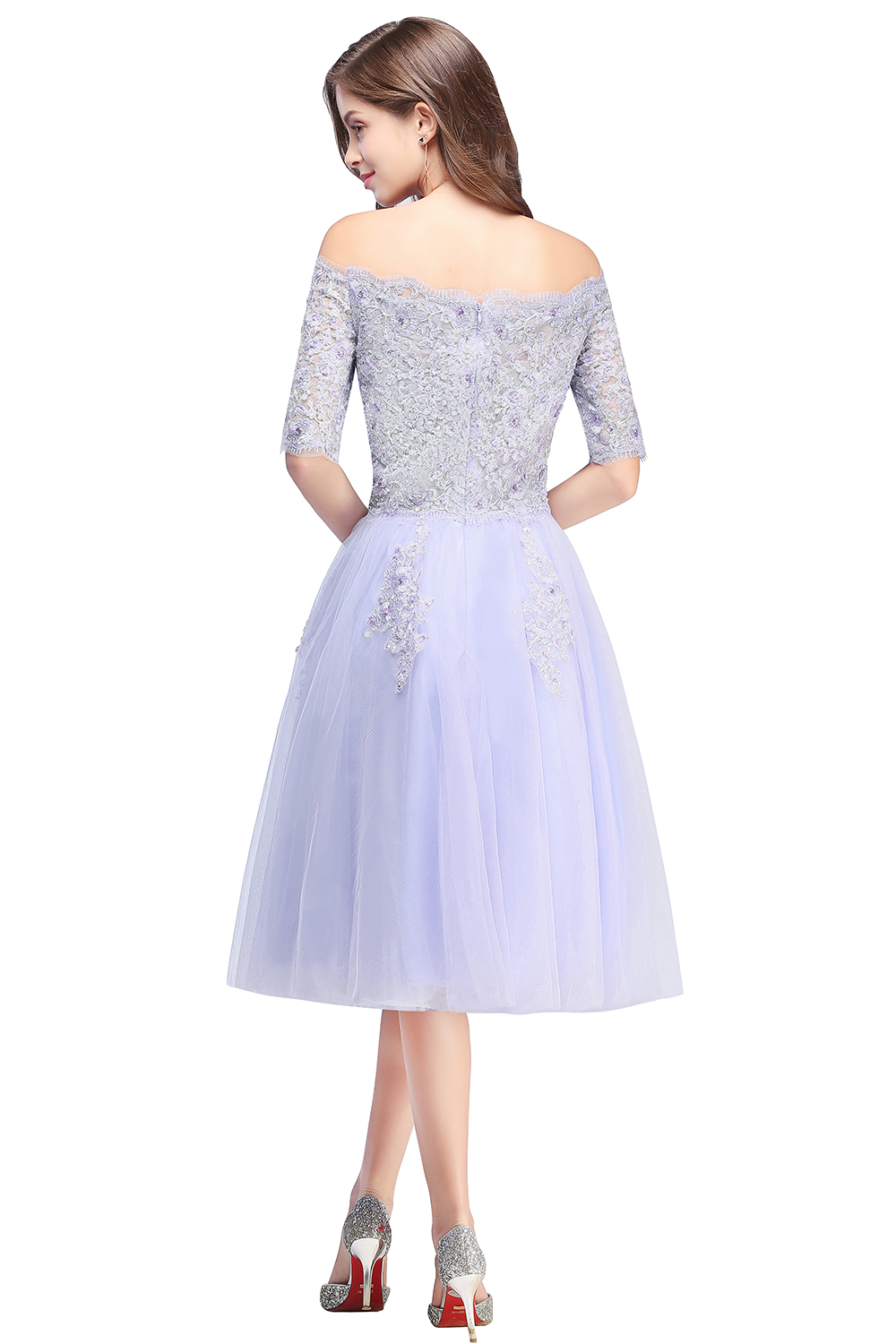 BMbridal A-line Short Sleeves Tulle Lace Flower Girl Dress