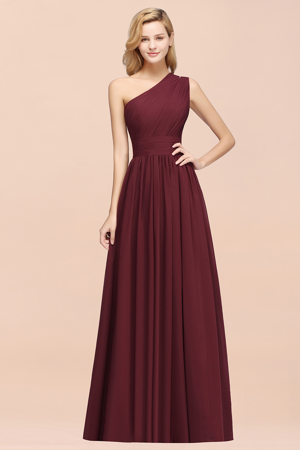 BMbridal Stylish One-shoulder Sleeveless Long Junior Bridesmaid Dresses Affordable-BMbridal