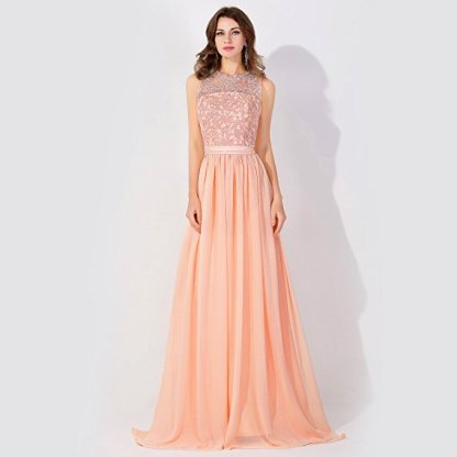 BMbridal A-line Chiffon Tulle Lace Ruffles Bridesmaid Dress