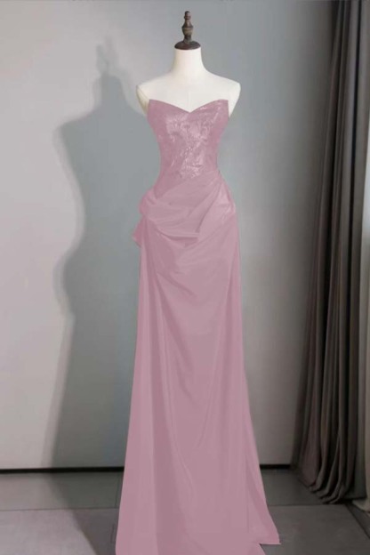 Spaghetti Strap Sleeveless Long Mermaid Prom Dress With Pleated