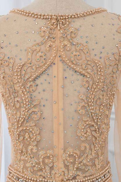 BMbridal Luxury Jewel Long Sleeves Mermaid Prom Dresses with Rhinestone Appliques Online