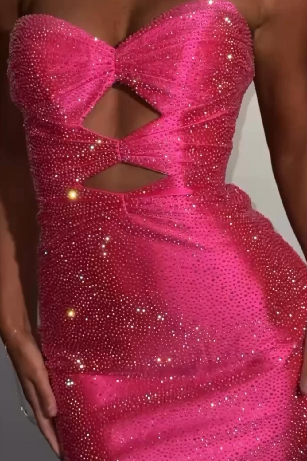 Sparkly Orange Beaded Cut Out Bodycon Short Homecoming Dress