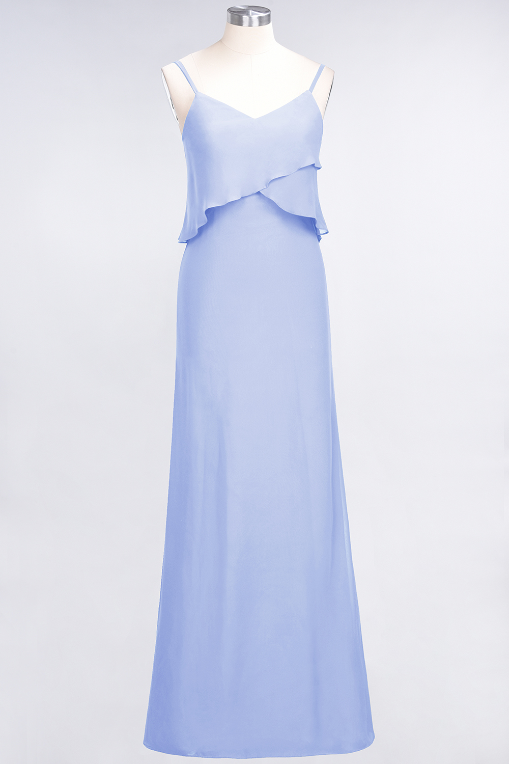 BMbridal Affordable Spaghetti-Straps V-Neck Burgundy Chiffon Bridesmaid Dresses-BMbridal