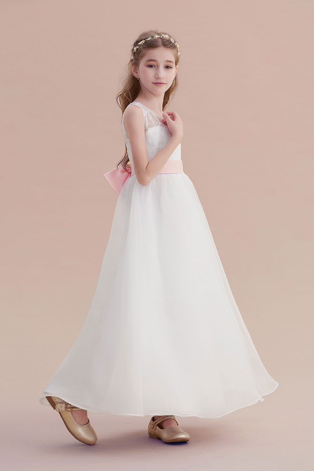 BMbridal A-Line Illusion Lace Tulle Flower Girl Dress Online-BMbridal