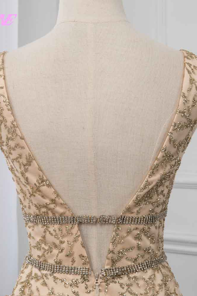BMbridal Glamorous V-Neck Sleeveless Appliques Prom Dresses with Beadings Online