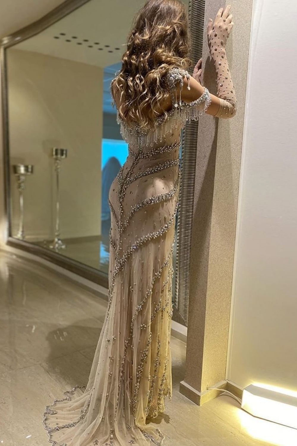 Bmbridal Floor-Length Square Sleeveless A-Line Prom Dresses with Beadings