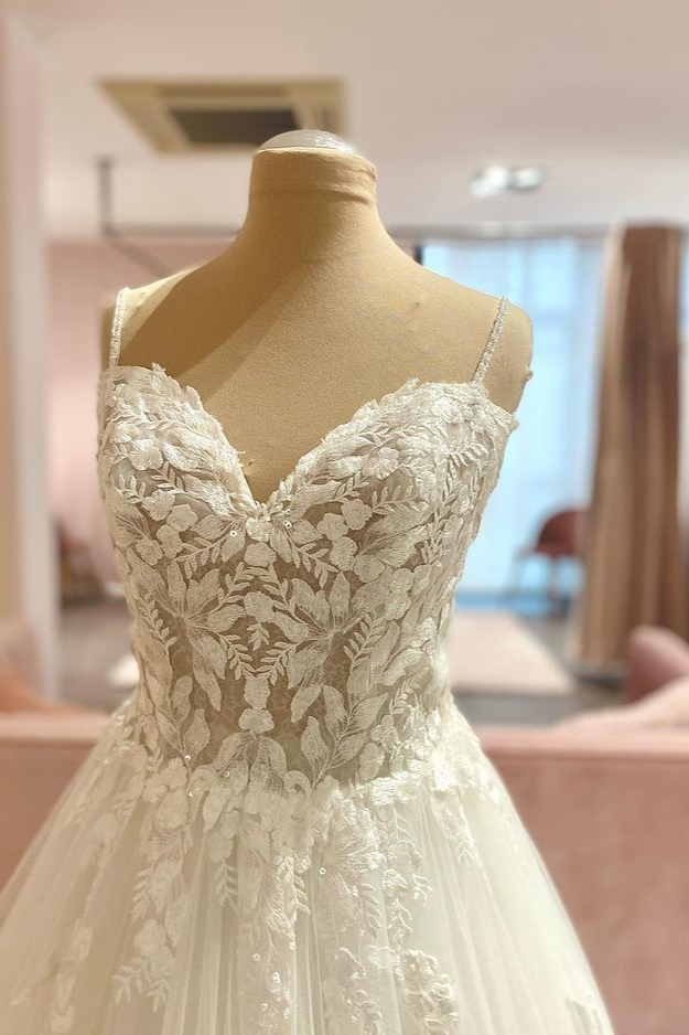 Bmbridal Sweetheart Lace Wedding Dress Tulle Long Bridal Gown-BMbridal