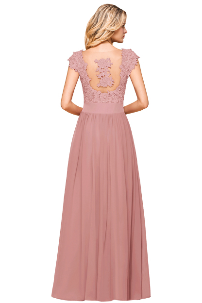 BMbridal Elegant Long Chiffon Prom Dress With Lace Appliques On Sale