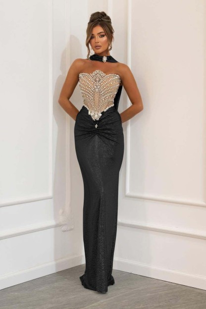 Strapless Sleeveless Long Mermaid Prom Dress With Beading Pleated