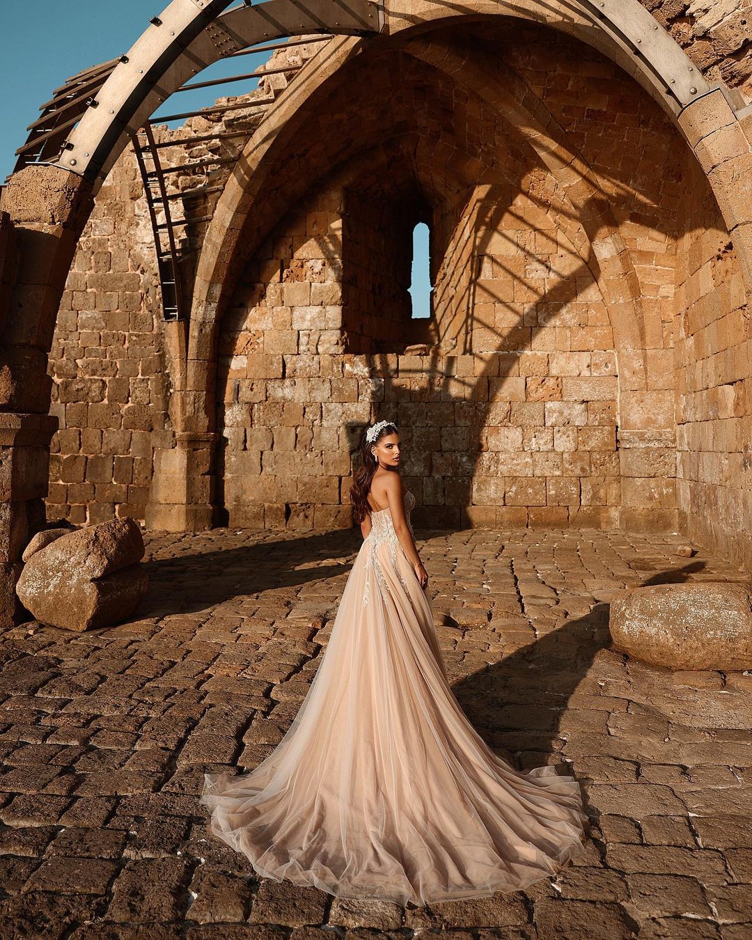 Designer Sweetheart Long A-line Glitter Lace Wedding Dress With Slit-BMbridal.com