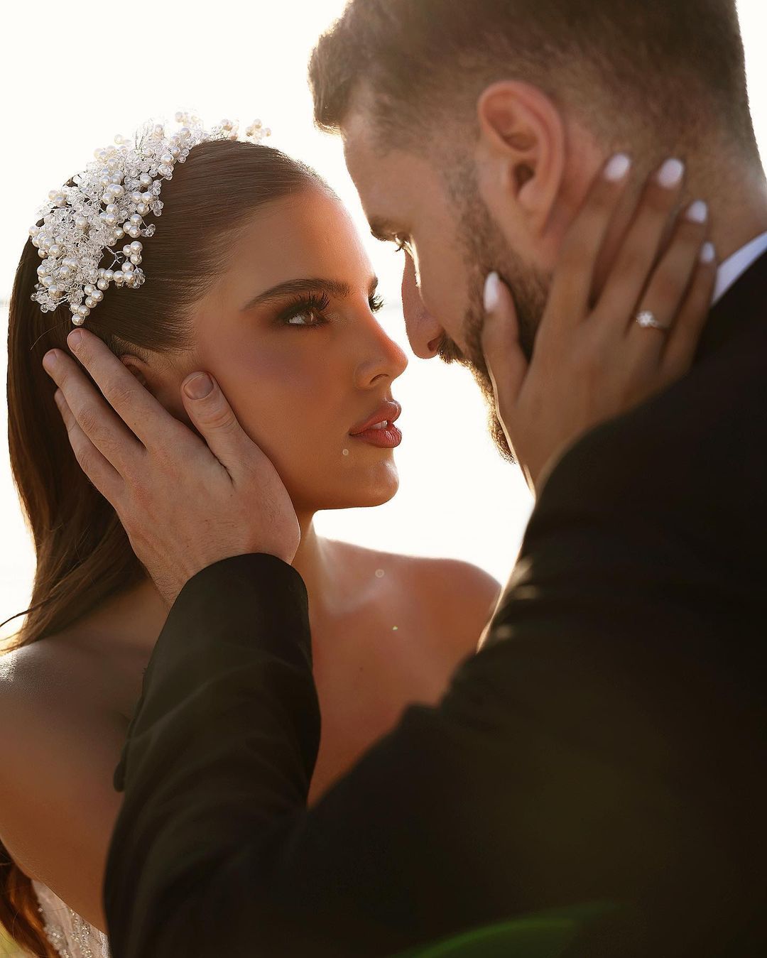 Designer Sweetheart Long A-line Glitter Lace Wedding Dress With Slit-BMbridal.com