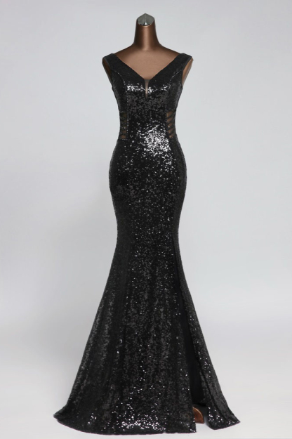 BMbridal Affordable V-Neck Pink Mermaid Prom Dresses with Front-Slit Online