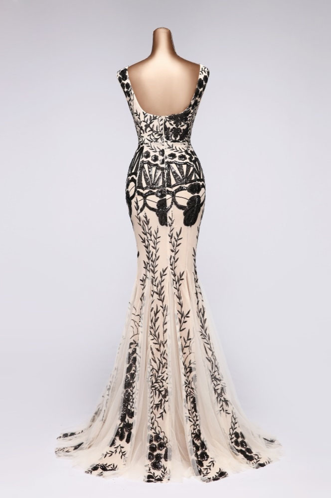 BMbridal Luxury V-Neck Sequins Mermaid Prom Dresses with Open Back Online