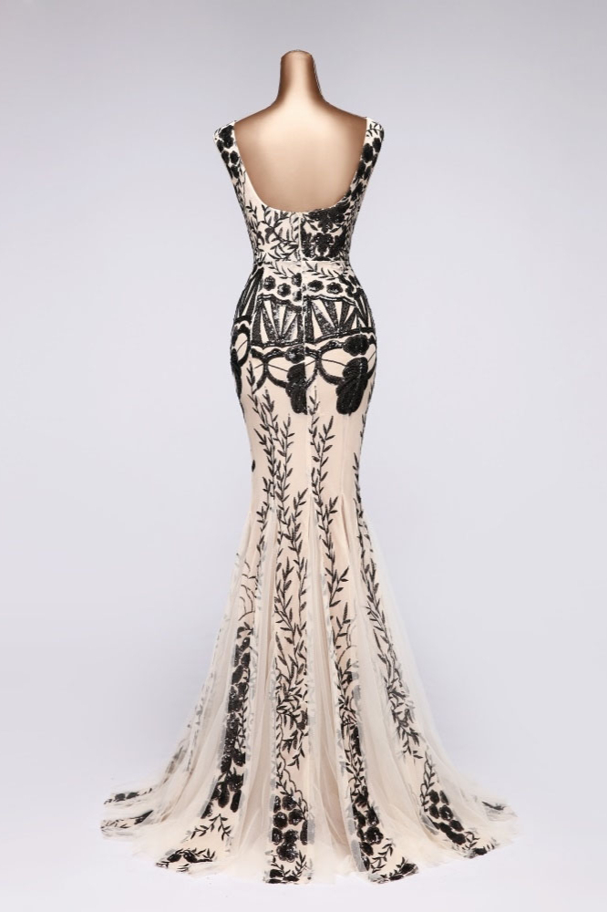 BMbridal Luxury V-Neck Sequins Mermaid Prom Dresses with Open Back Online
