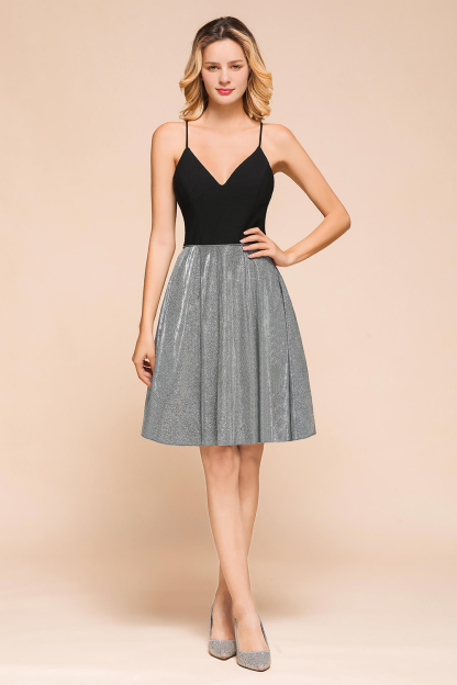 BMbridal Shinning Mix Color Short Prom Dress Spaghetti-Straps Mini Party Gowns