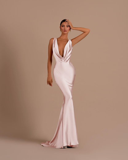 Black Deep V Neck Sleeveless Mermaid Long Prom Dress With Pleated