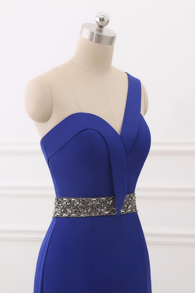 BMbridal Chic One-Shoulder Sleeveless Mermaid Prom Dresses with Beadings Sash On Sale